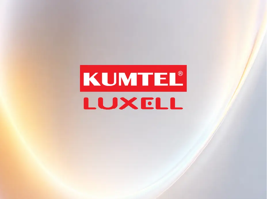 Kumtel and Luxell home-appliance brand logos on a packaging design case-study cover