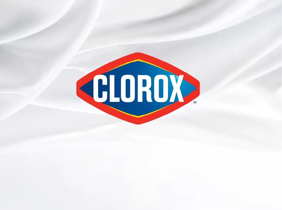 Clorox logo on a clean silver background representing packaging label design for sanitizing wipe canisters.