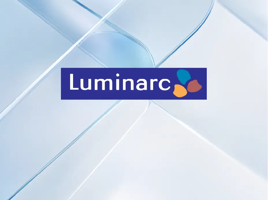 Luminarc brand logo presented as the cover for a creative glassware packaging case study.