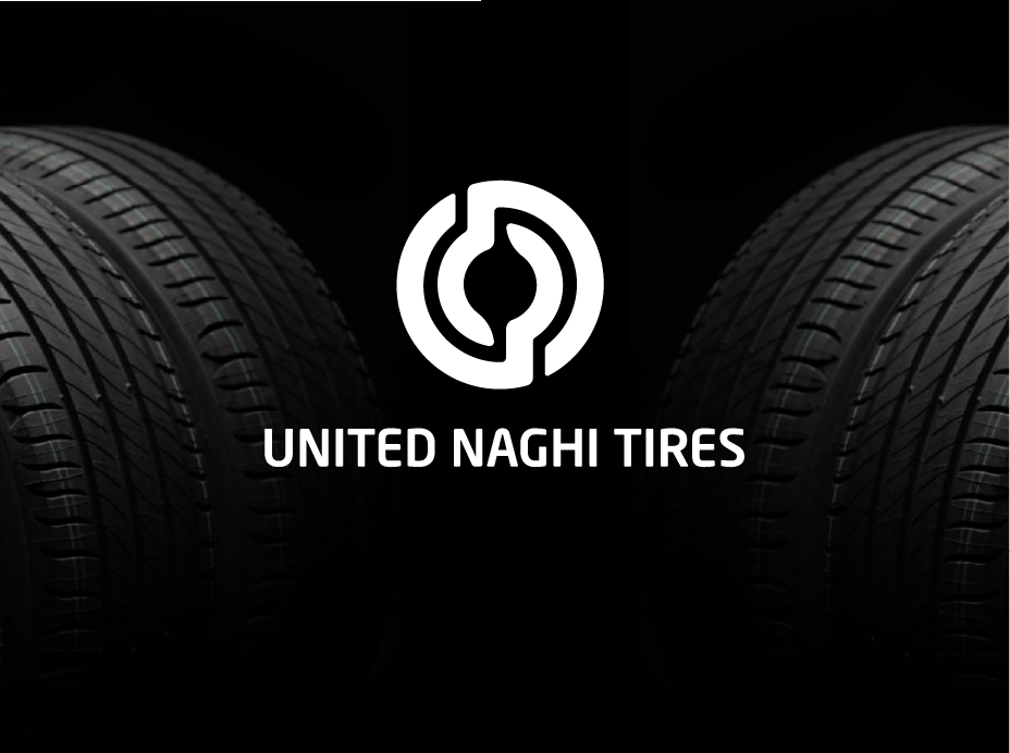 United Naghi Tires logo on a dark tire-textured background