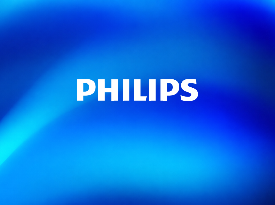 Philips brand wordmark on a soft silver background for a 360 marketing campaign